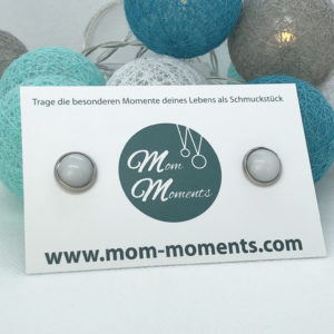 Muttermilchschmuck von Mom-Moments, Muttermilchohrstecker, Schmuck aus Muttermilch