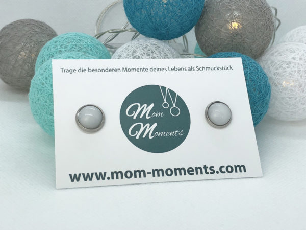 Muttermilchschmuck von Mom-Moments, Muttermilchohrstecker, Schmuck aus Muttermilch