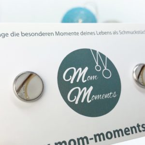 Mom-Moments Muttermilchschmuck, Orstecker aus Muttermilch mit Haaren und Glitzer veredelt, Schmuck aus Muttermilch