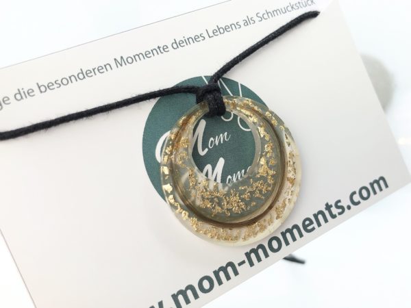 Erinnerungsschmuck mit Haaren und Blattmetall an Baumwollband, personalisierter Schmuck nach deinen Wünschen zusammengestellt, Andenkenschmuck von Mom-Moments