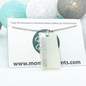 Muttermilchschmuck mit Edelstahlkette, personalisierter Schmuck mit deiner Muttermilch und silbernem Blattmetall, Halskette, Schmuck aus Muttermilch