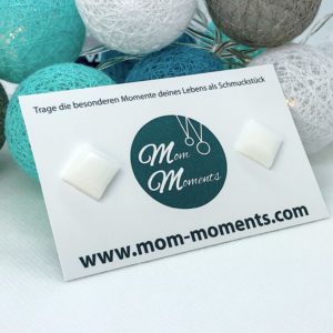 Tragebild Ohrstecker komplett aus Muttermilch, Schmuck aus Muttermilch, Muttermilchschmuck von Mom-Moments